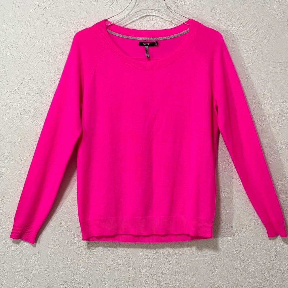 Apt. 9 Cashmere Sweater -S medium Barbie Pink Crewneck Long Sleeve Luxury Soft